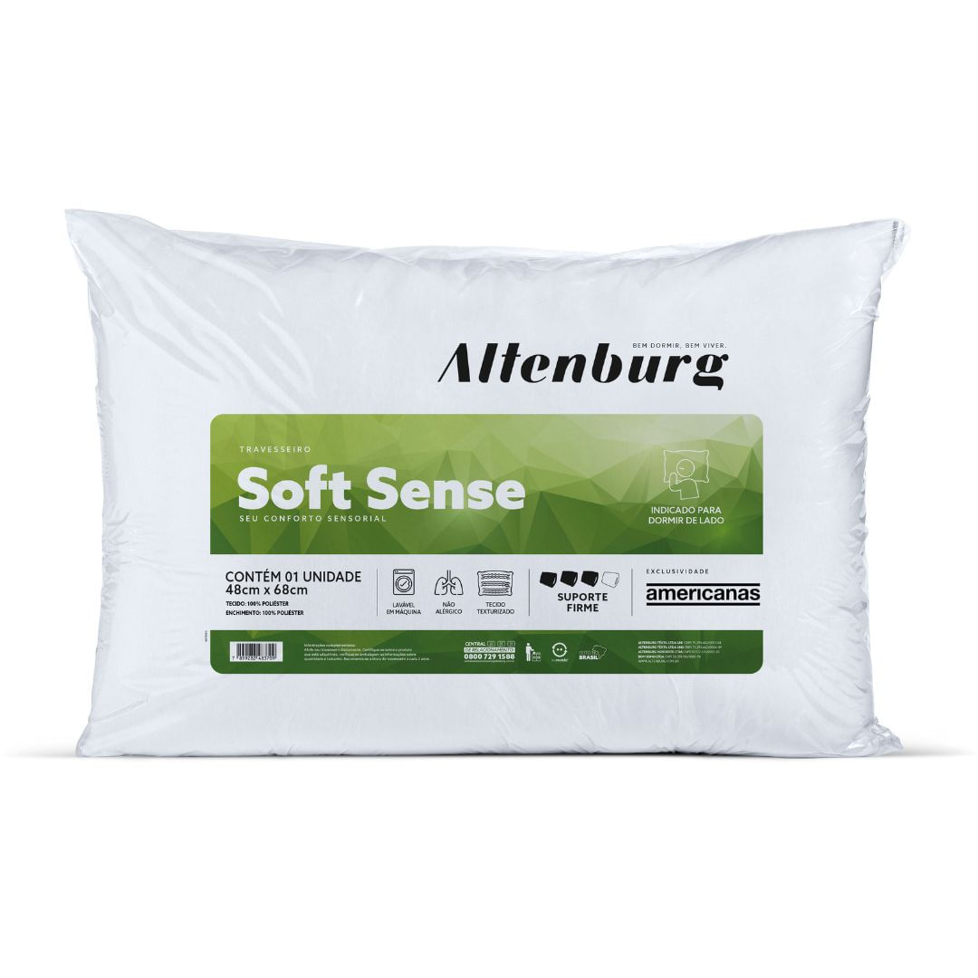 Travesseiro Antialérgico Altenburg Soft Sense 48x68cm Branco